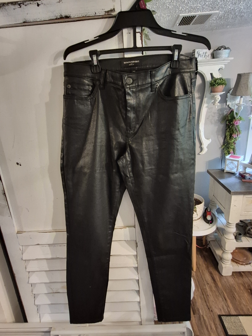 Banana Republic Black Faux Leather Skinny Pants